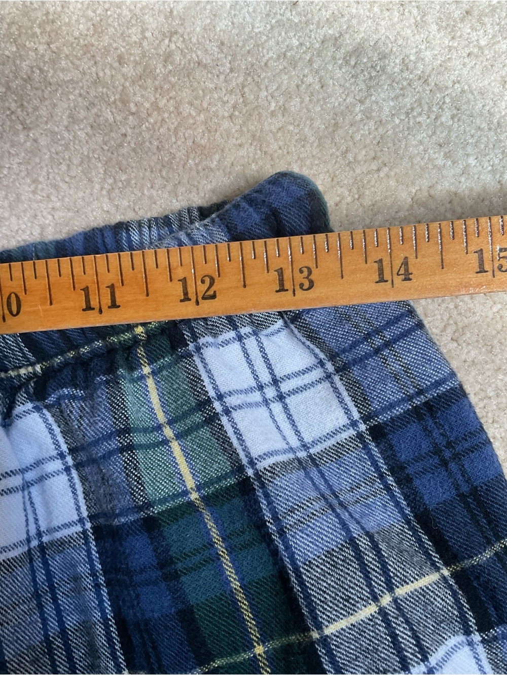 L.L. Bean Navy, Green and White Plaid Flannel Pajama Set - Picture 5 of 8